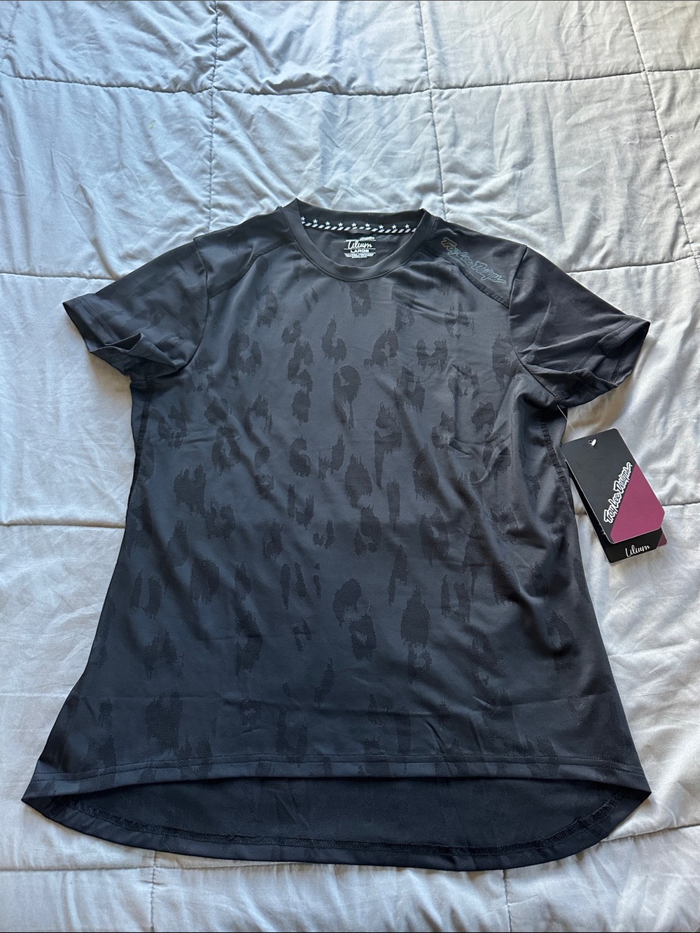 Troy Lee Designs Lillium Black Subtle Leopard-Print Short Sleeve Tee